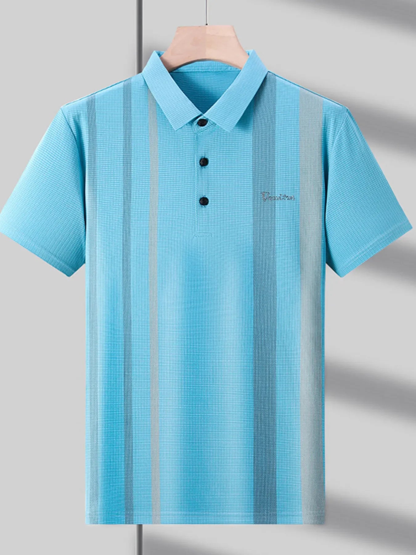 Men's Plus Size Striped Breathable Short Sleeve Polo - tif-shop24.de