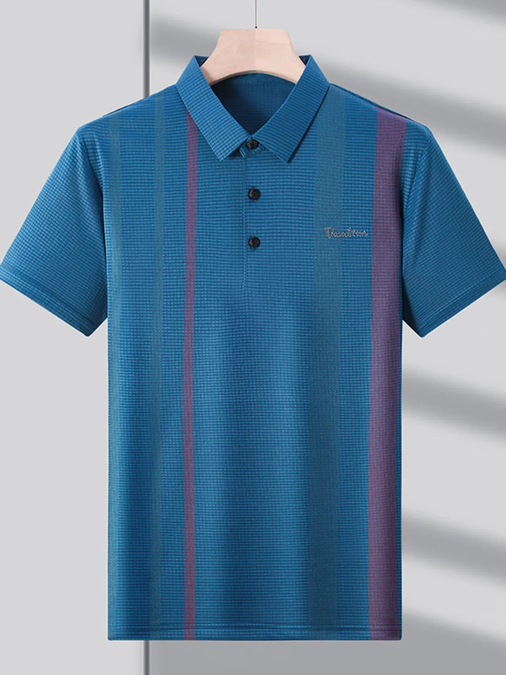 Men's Plus Size Striped Breathable Short Sleeve Polo - tif-shop24.de