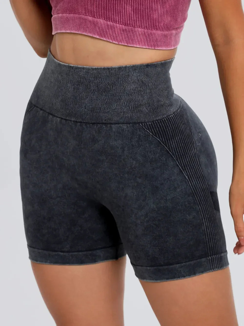 Washed High Waist Active Shorts - tif-shop24.de