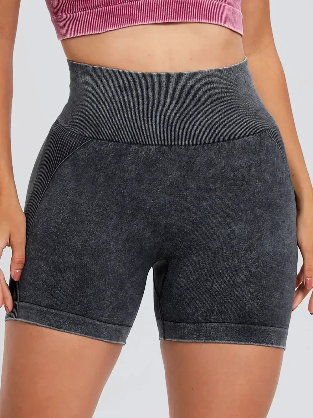 Washed High Waist Active Shorts - tif-shop24.de