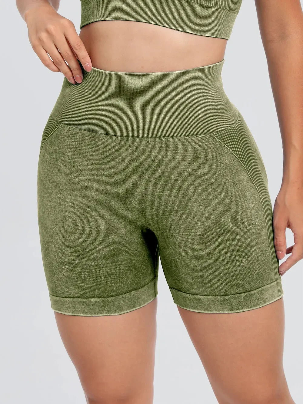 Washed High Waist Active Shorts - tif-shop24.de