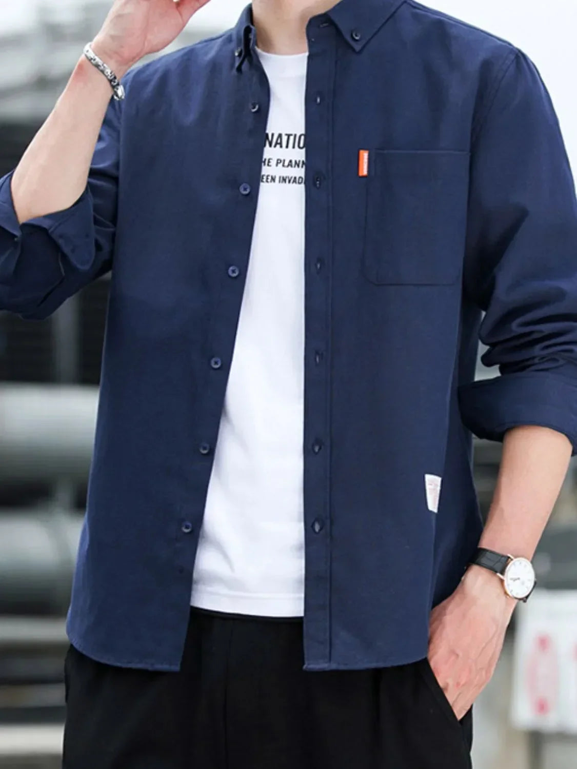 Men's Plus Size Button Down Shirt with Chest Pocket - tif-shop24.de