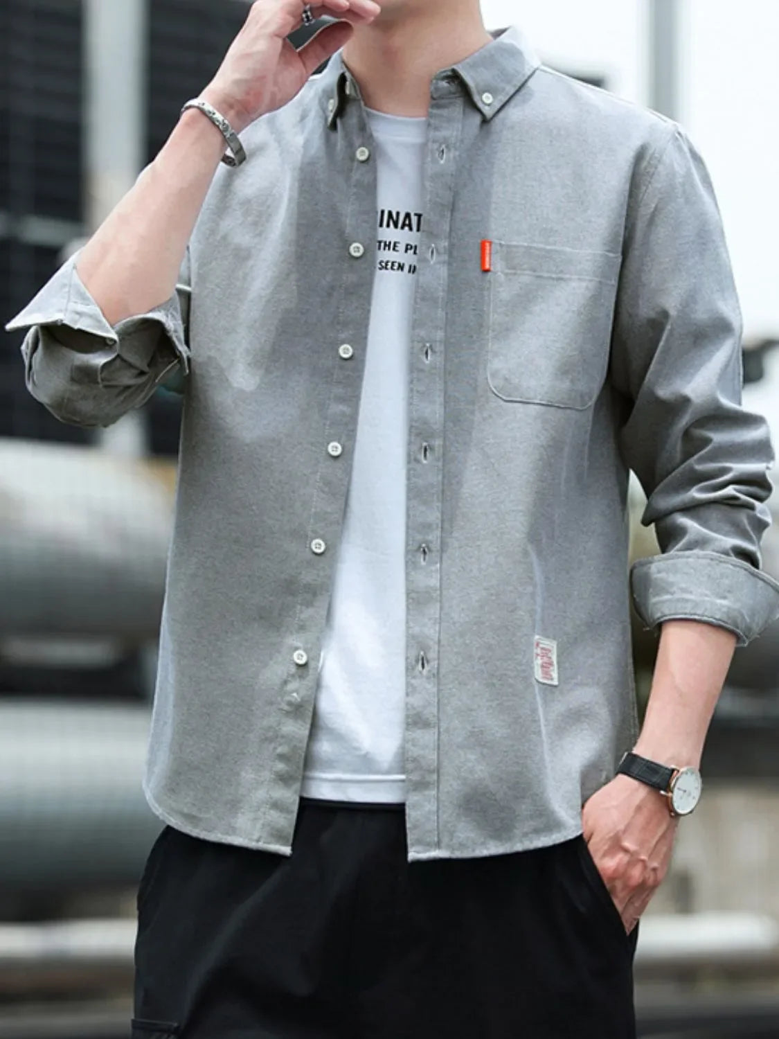 Men's Plus Size Button Down Shirt with Chest Pocket - tif-shop24.de