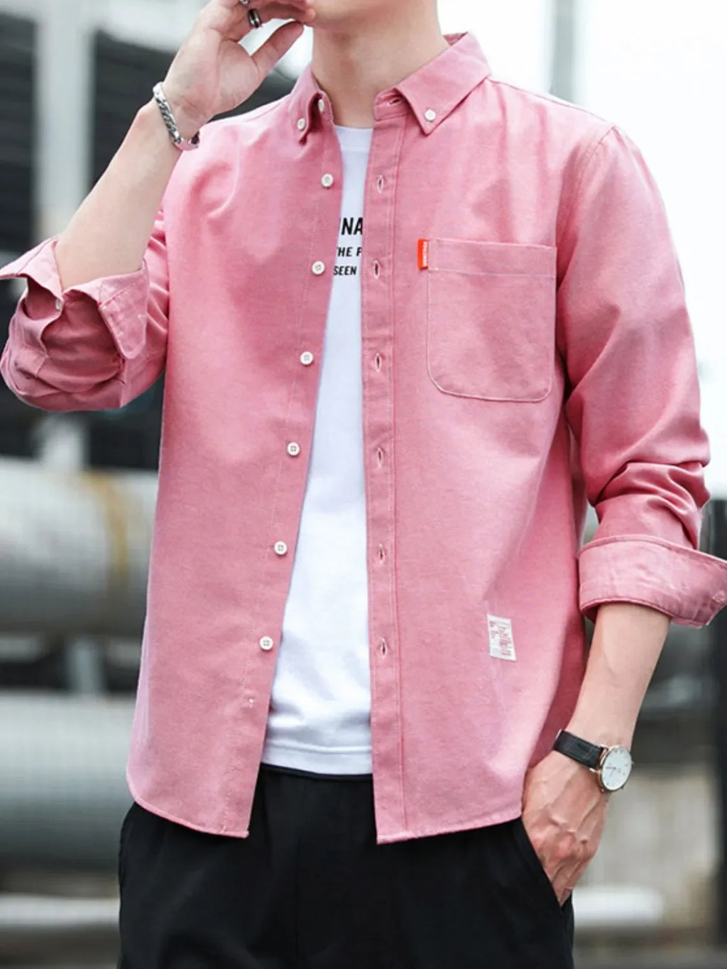 Men's Plus Size Button Down Shirt with Chest Pocket - tif-shop24.de