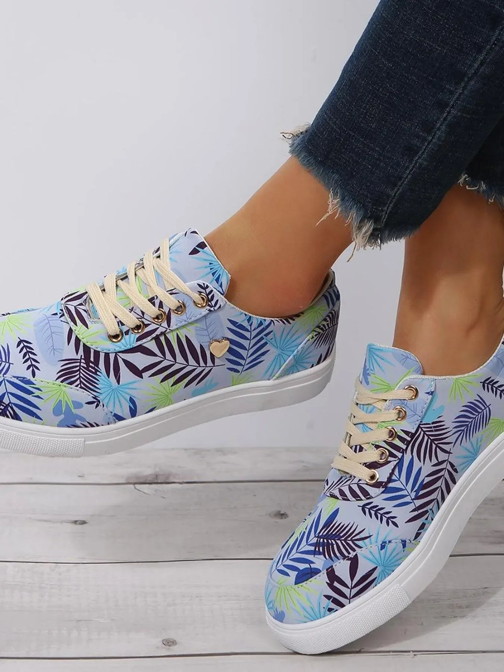Tropical Leaf Print Canvas Sneakers - tif-shop24.de