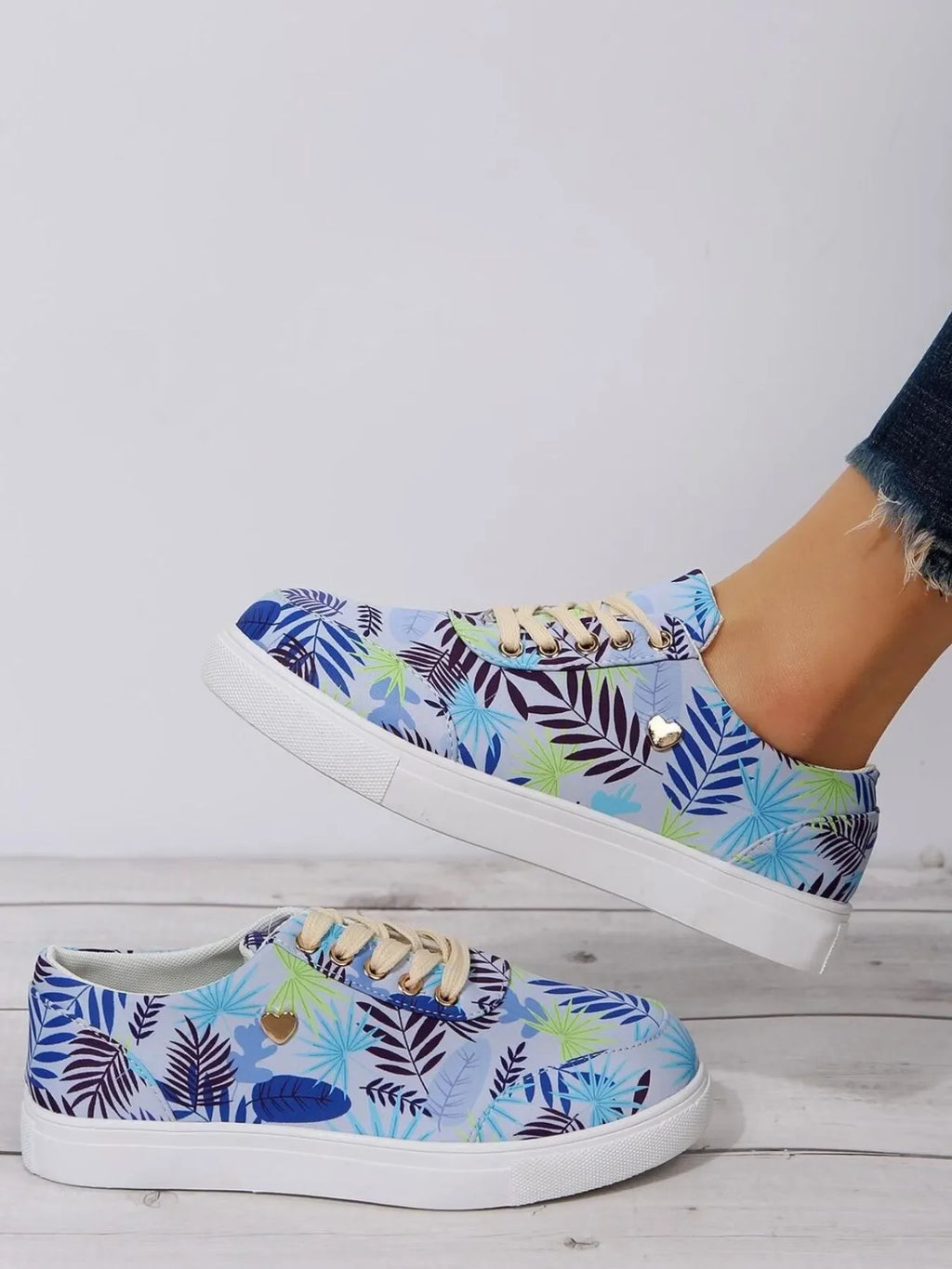 Tropical Leaf Print Canvas Sneakers - tif-shop24.de