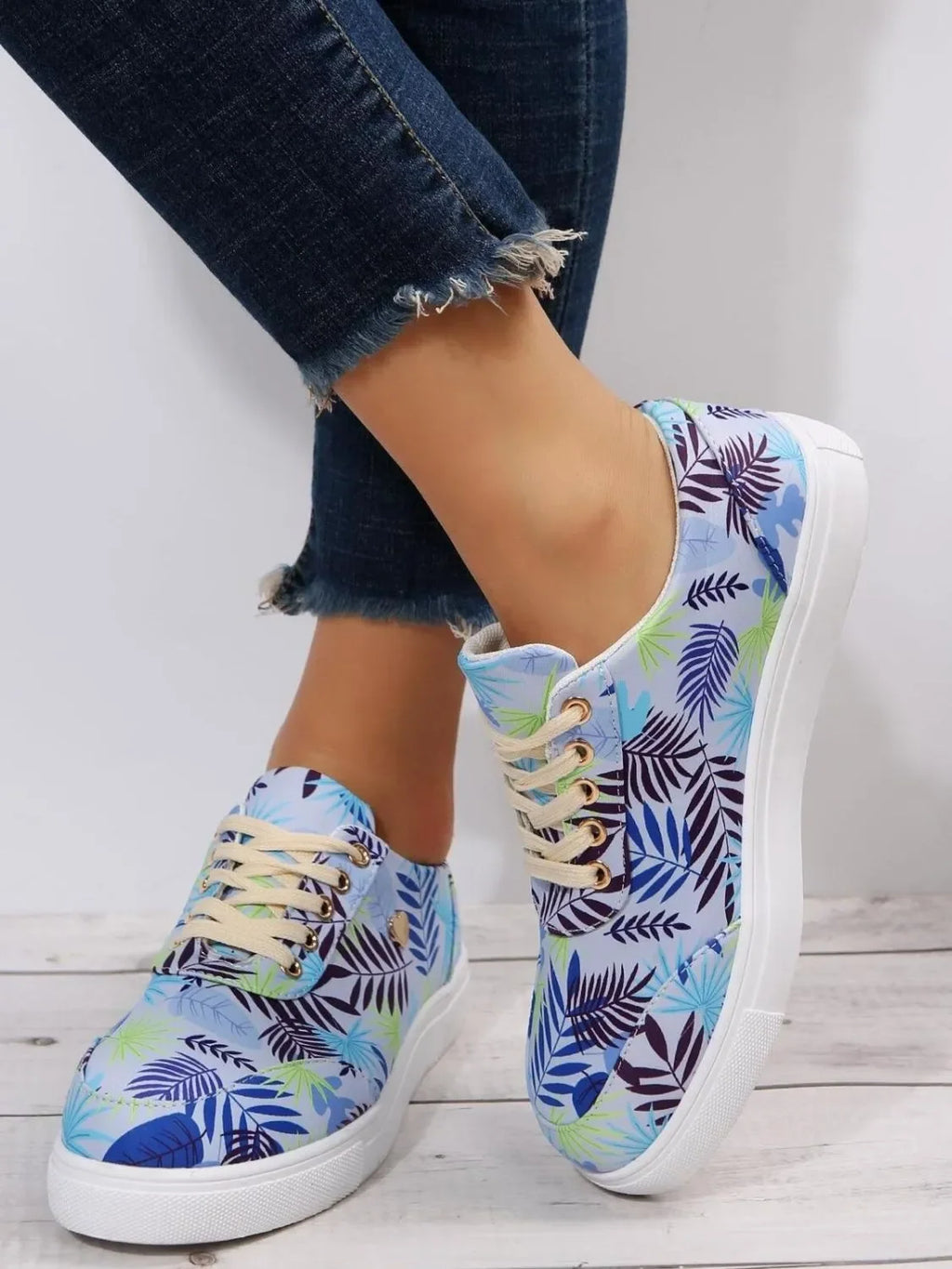 Tropical Leaf Print Canvas Sneakers - tif-shop24.de