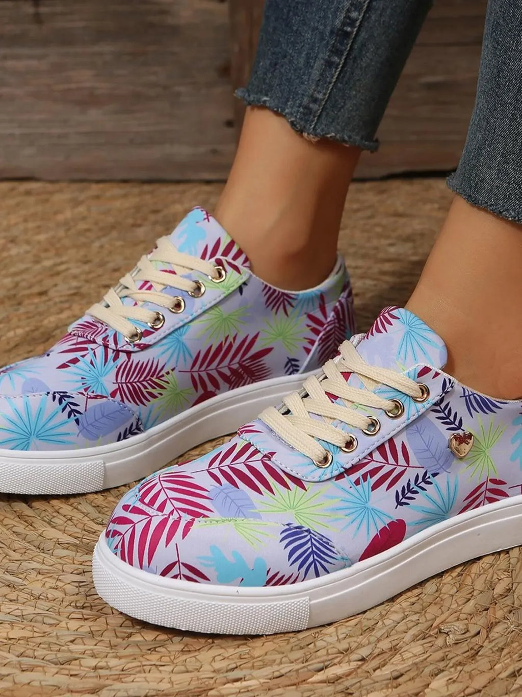Tropical Leaf Print Canvas Sneakers - tif-shop24.de