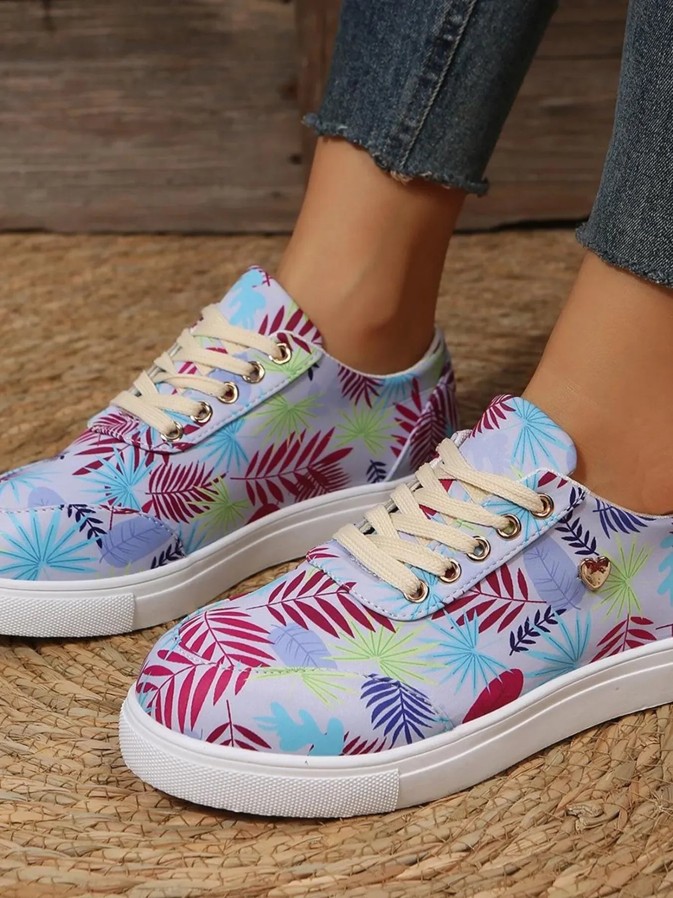 Tropical Leaf Print Canvas Sneakers - tif-shop24.de