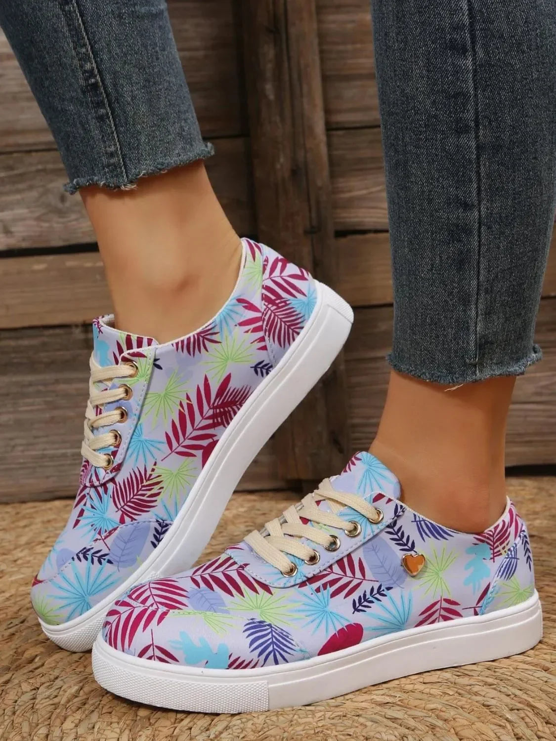 Tropical Leaf Print Canvas Sneakers - tif-shop24.de