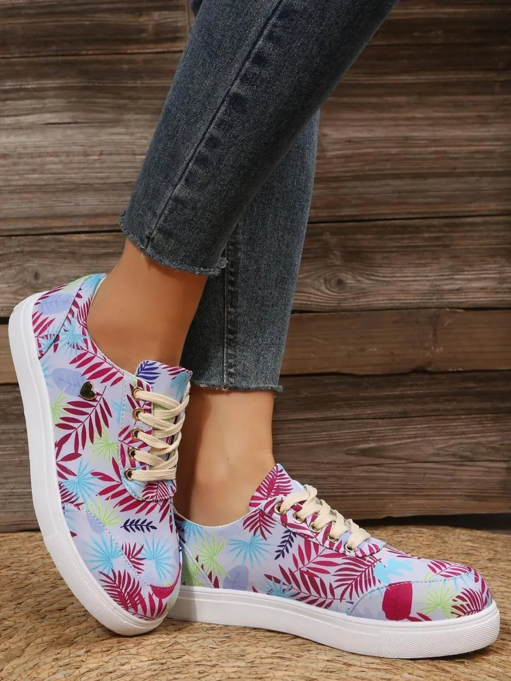 Tropical Leaf Print Canvas Sneakers - tif-shop24.de