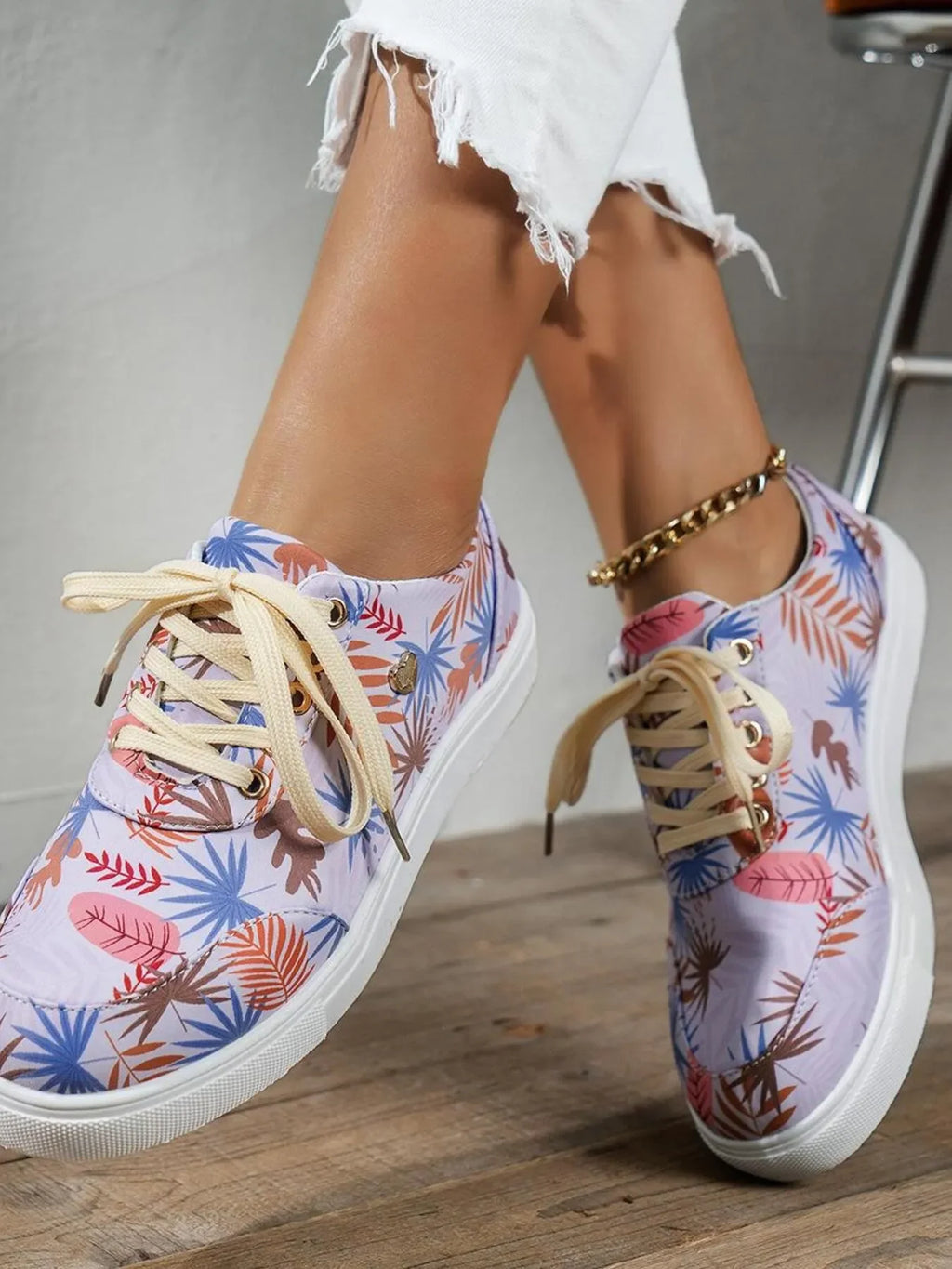 Tropical Leaf Print Canvas Sneakers - tif-shop24.de