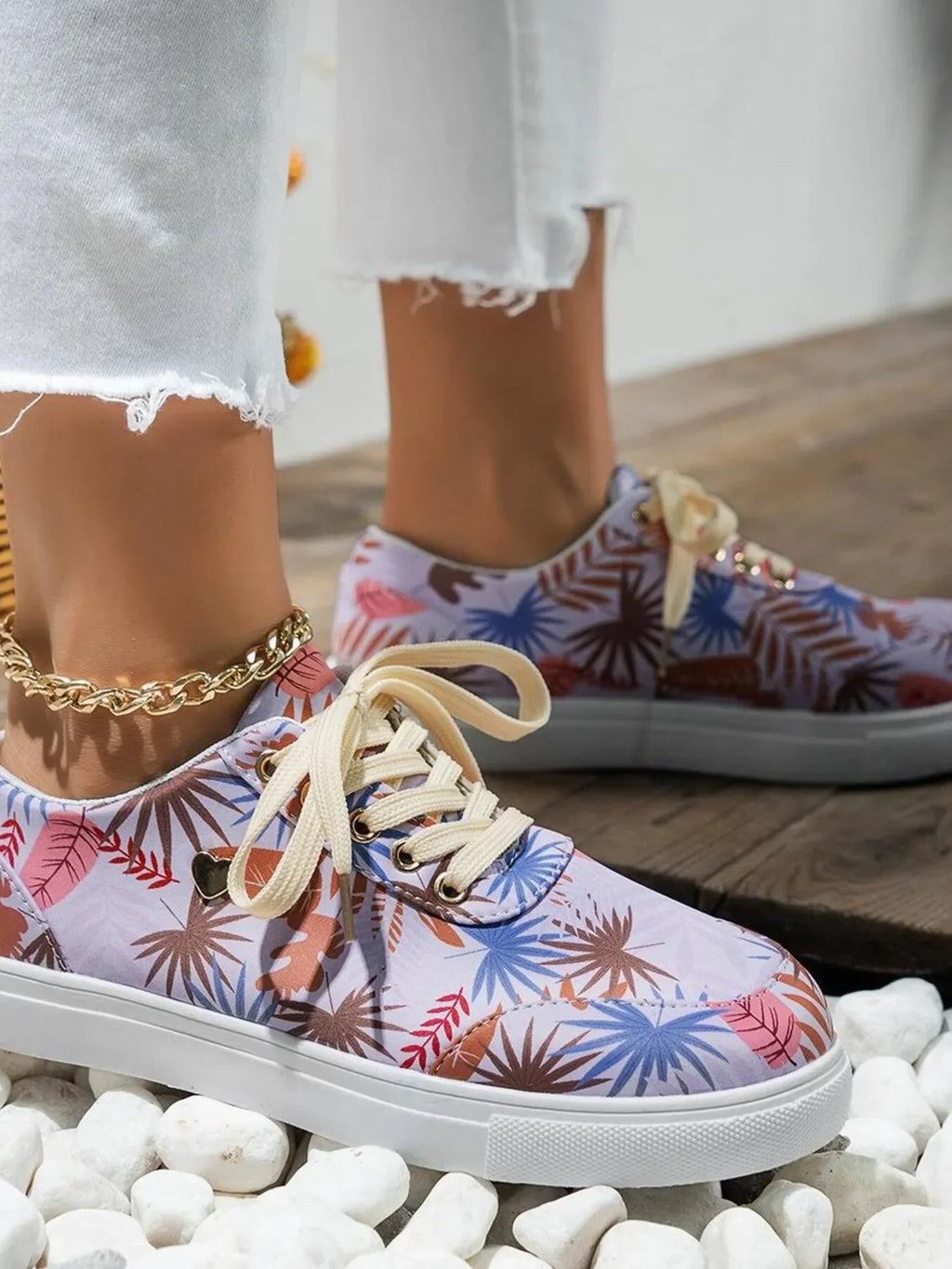 Tropical Leaf Print Canvas Sneakers - tif-shop24.de