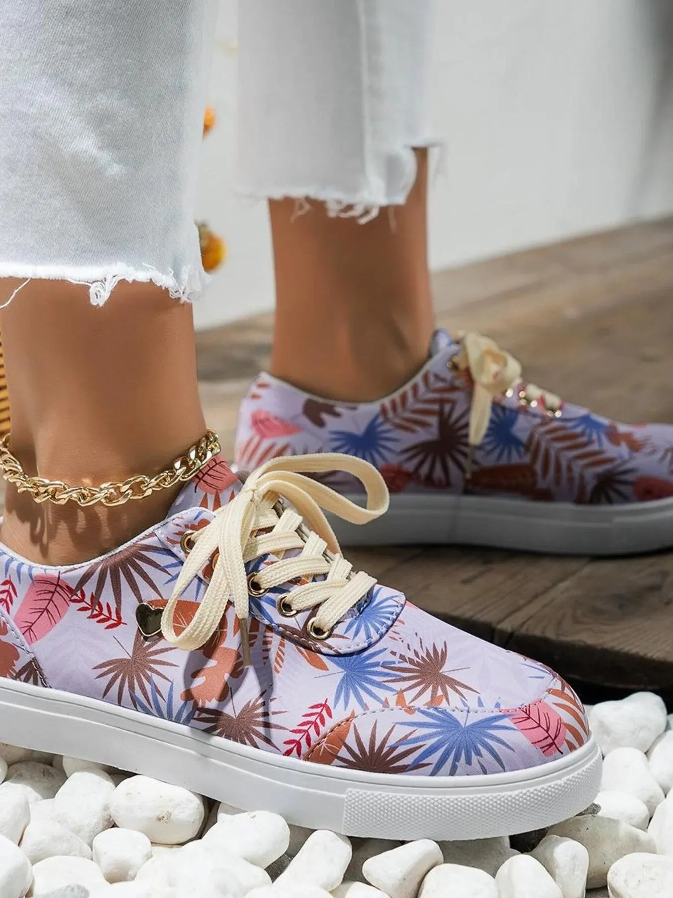 Tropical Leaf Print Canvas Sneakers - tif-shop24.de