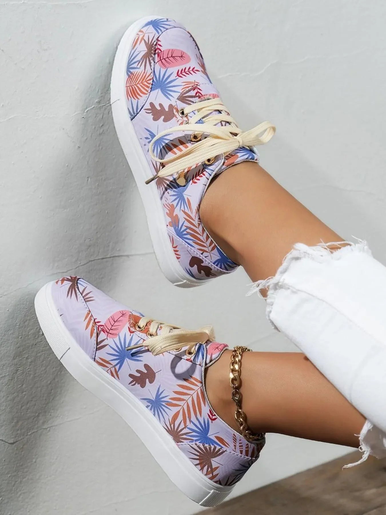 Tropical Leaf Print Canvas Sneakers - tif-shop24.de