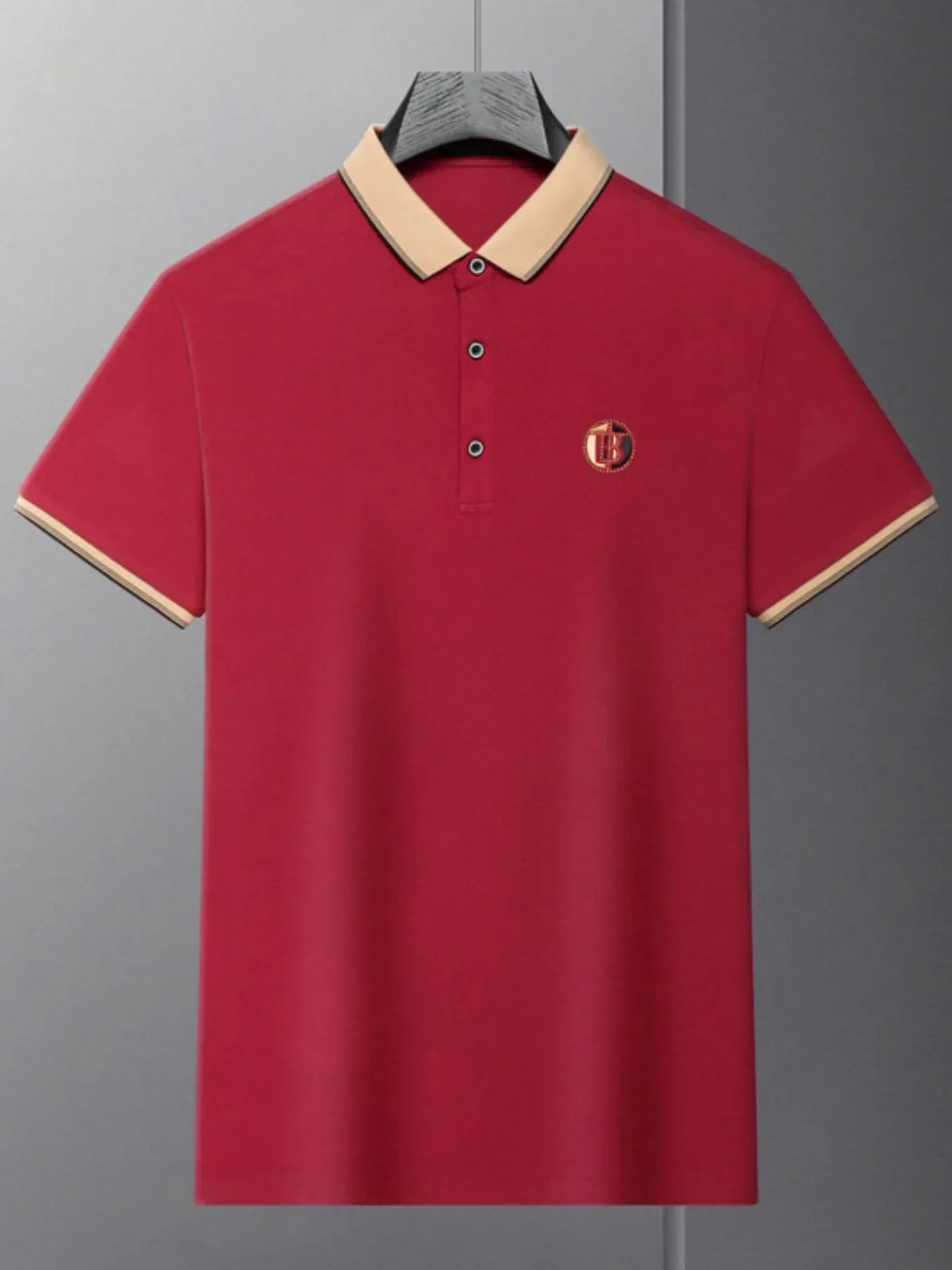 Men's Plus Size Contrast Collar Short Sleeve Polo - tif-shop24.de