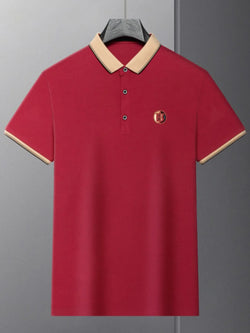Men's Plus Size Contrast Collar Short Sleeve Polo - tif-shop24.de