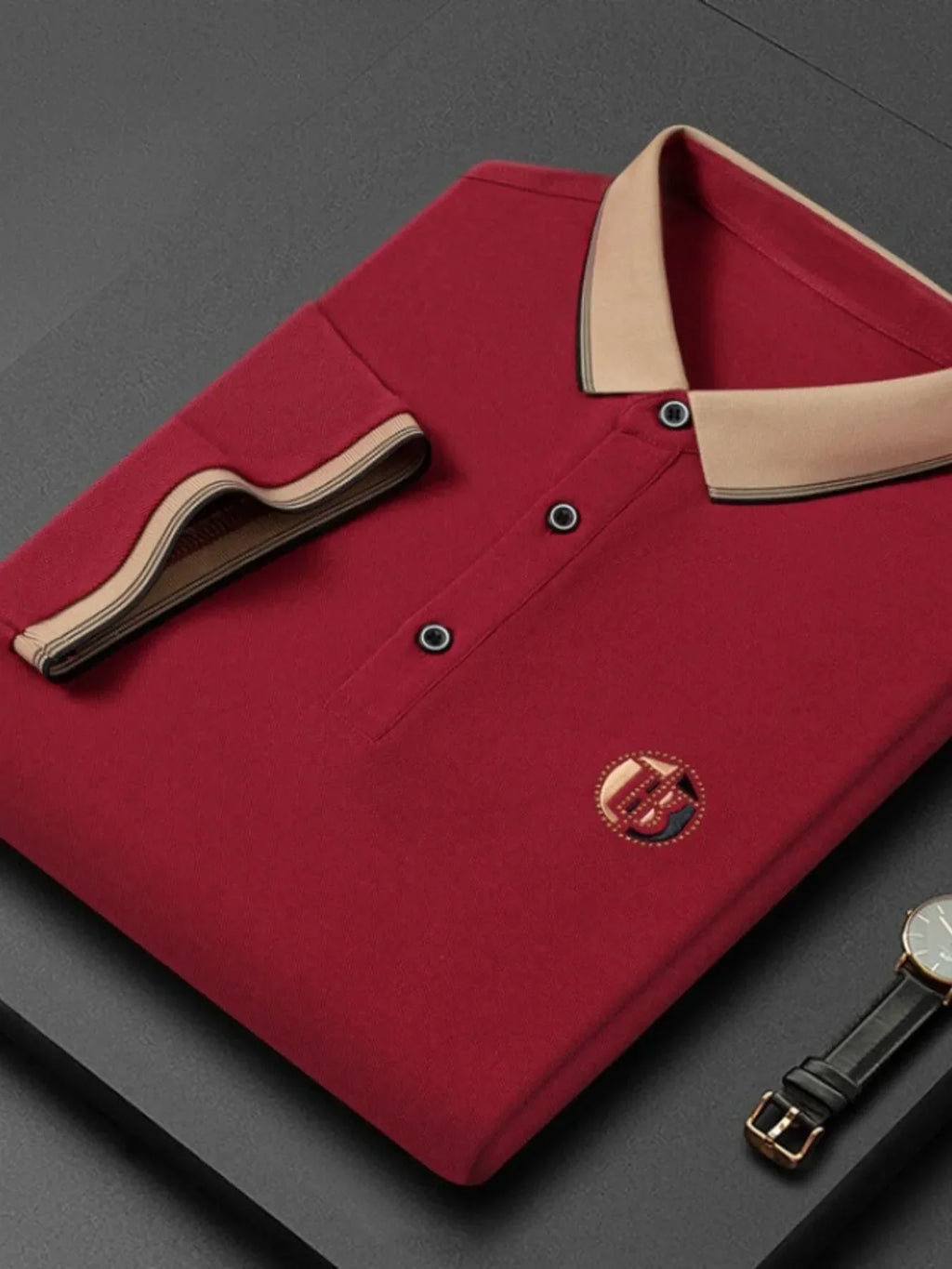 Men's Plus Size Contrast Collar Short Sleeve Polo - tif-shop24.de