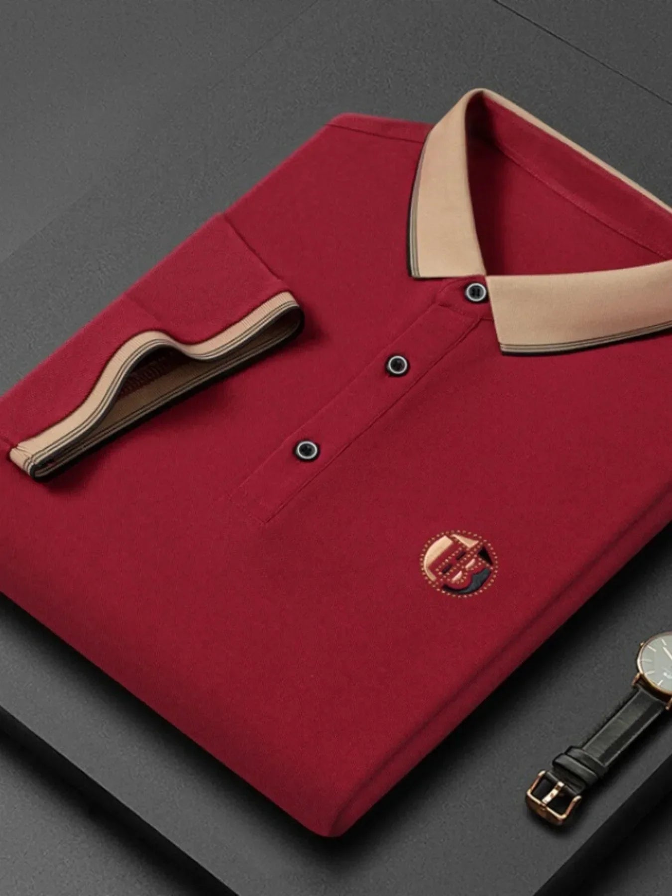 Men's Plus Size Contrast Collar Short Sleeve Polo - tif-shop24.de