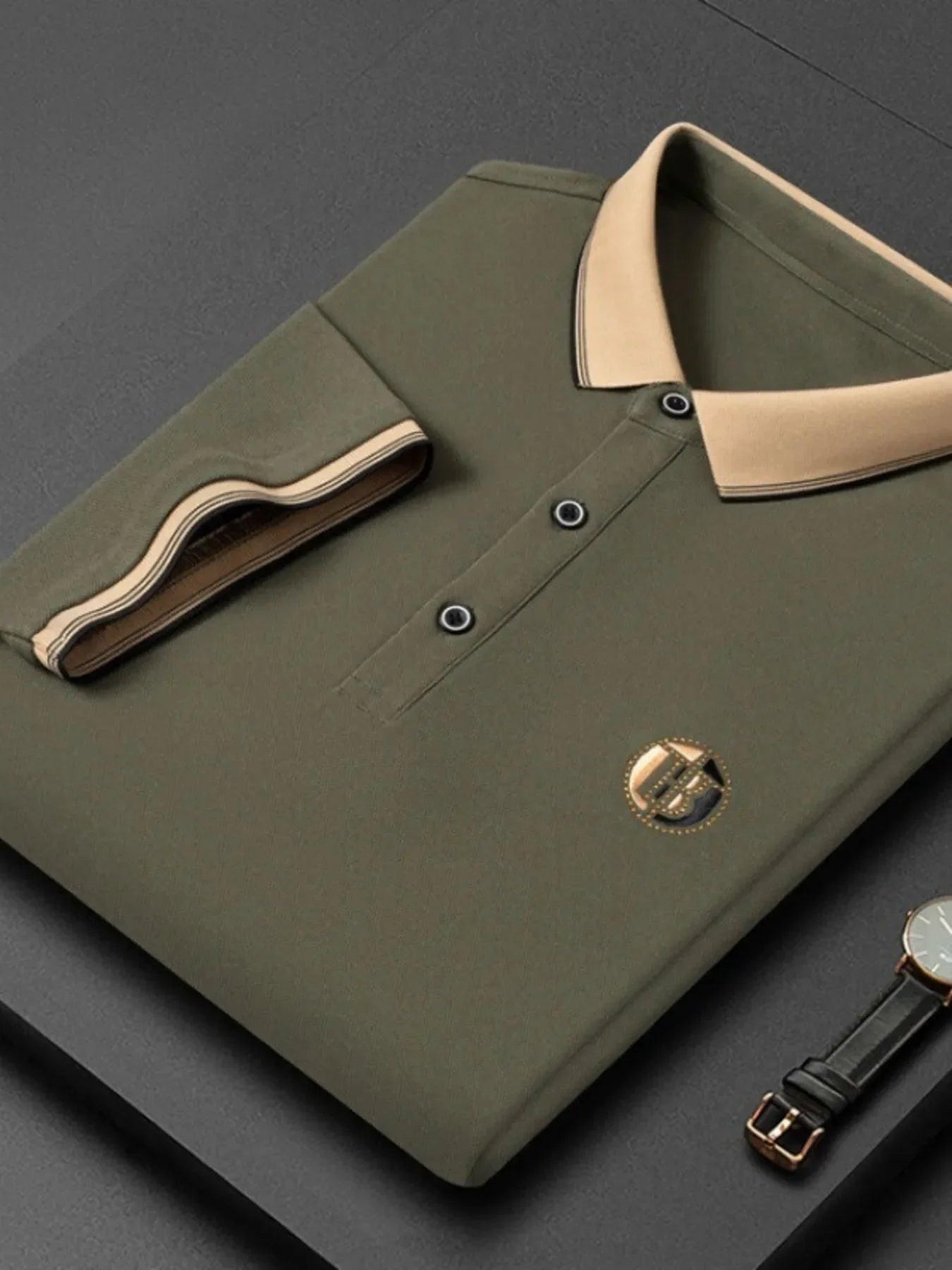 Men's Plus Size Contrast Collar Short Sleeve Polo - tif-shop24.de