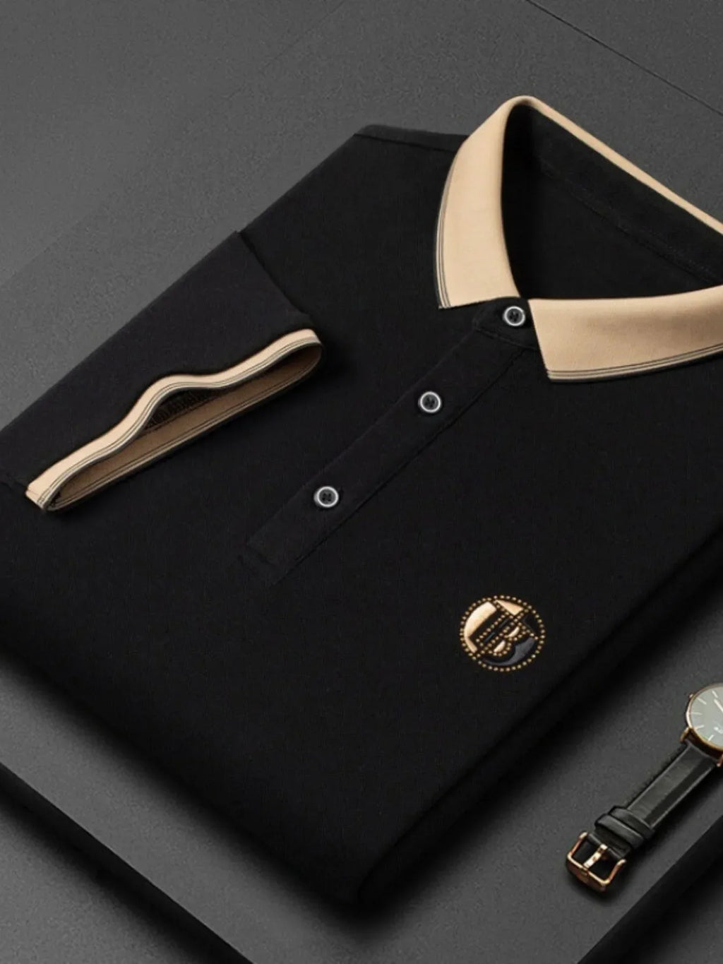 Men's Plus Size Contrast Collar Short Sleeve Polo - tif-shop24.de