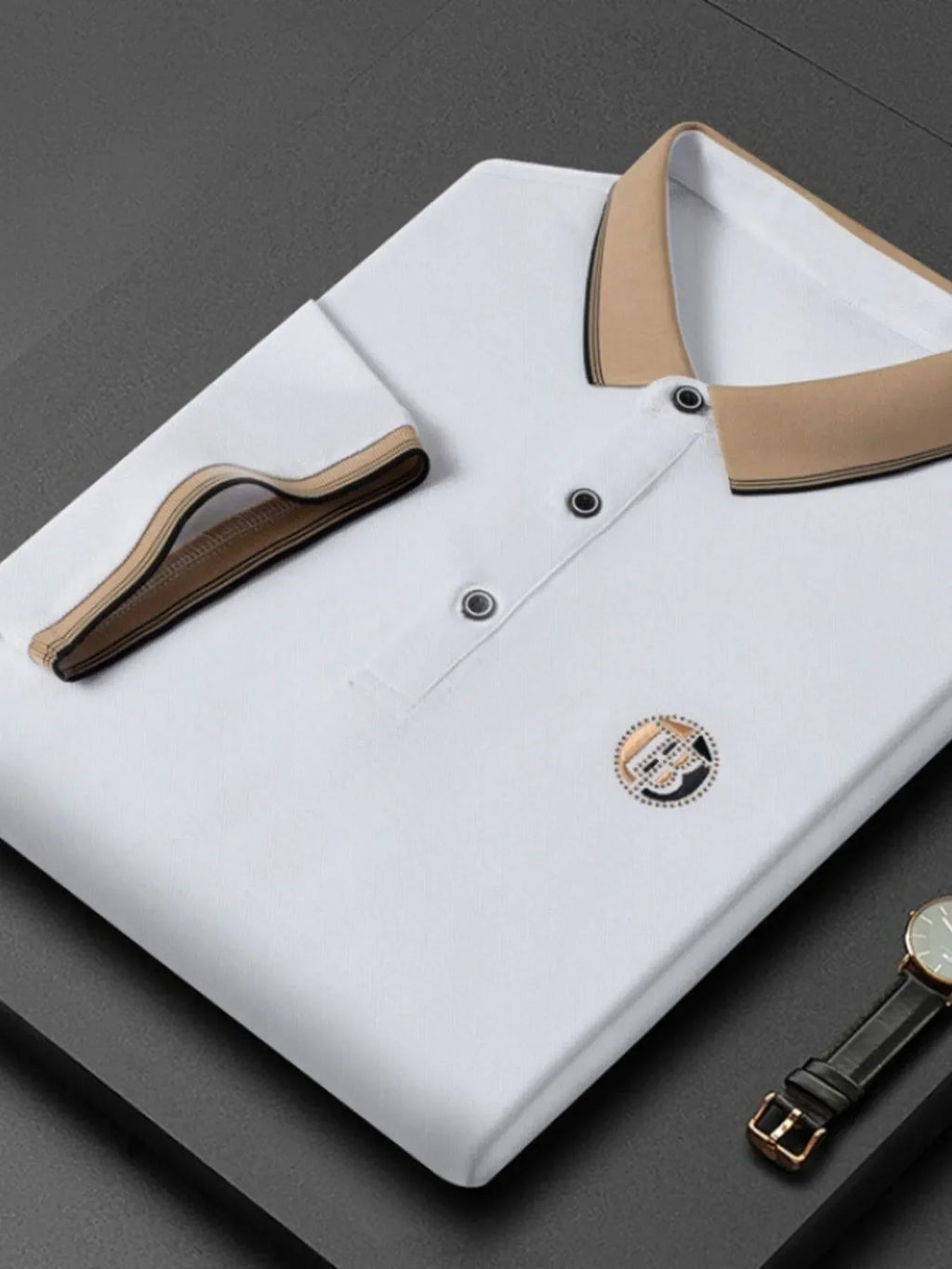 Men's Plus Size Contrast Collar Short Sleeve Polo - tif-shop24.de