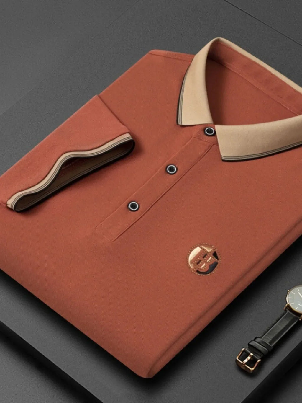 Men's Plus Size Contrast Collar Short Sleeve Polo - tif-shop24.de