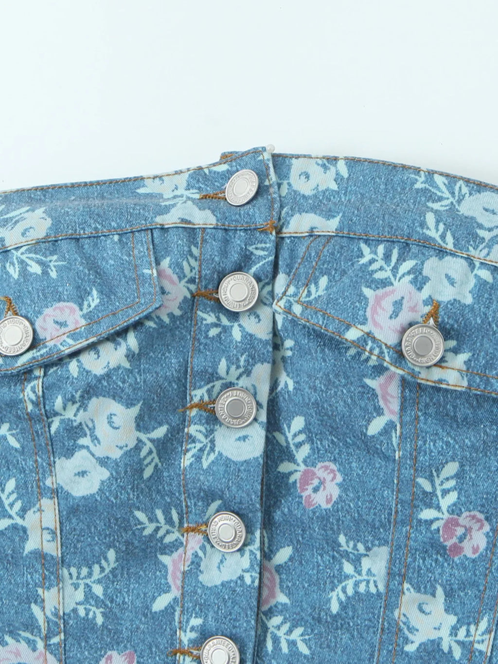 Floral Print Strapless Top and Skort Denim Set - tif-shop24.de