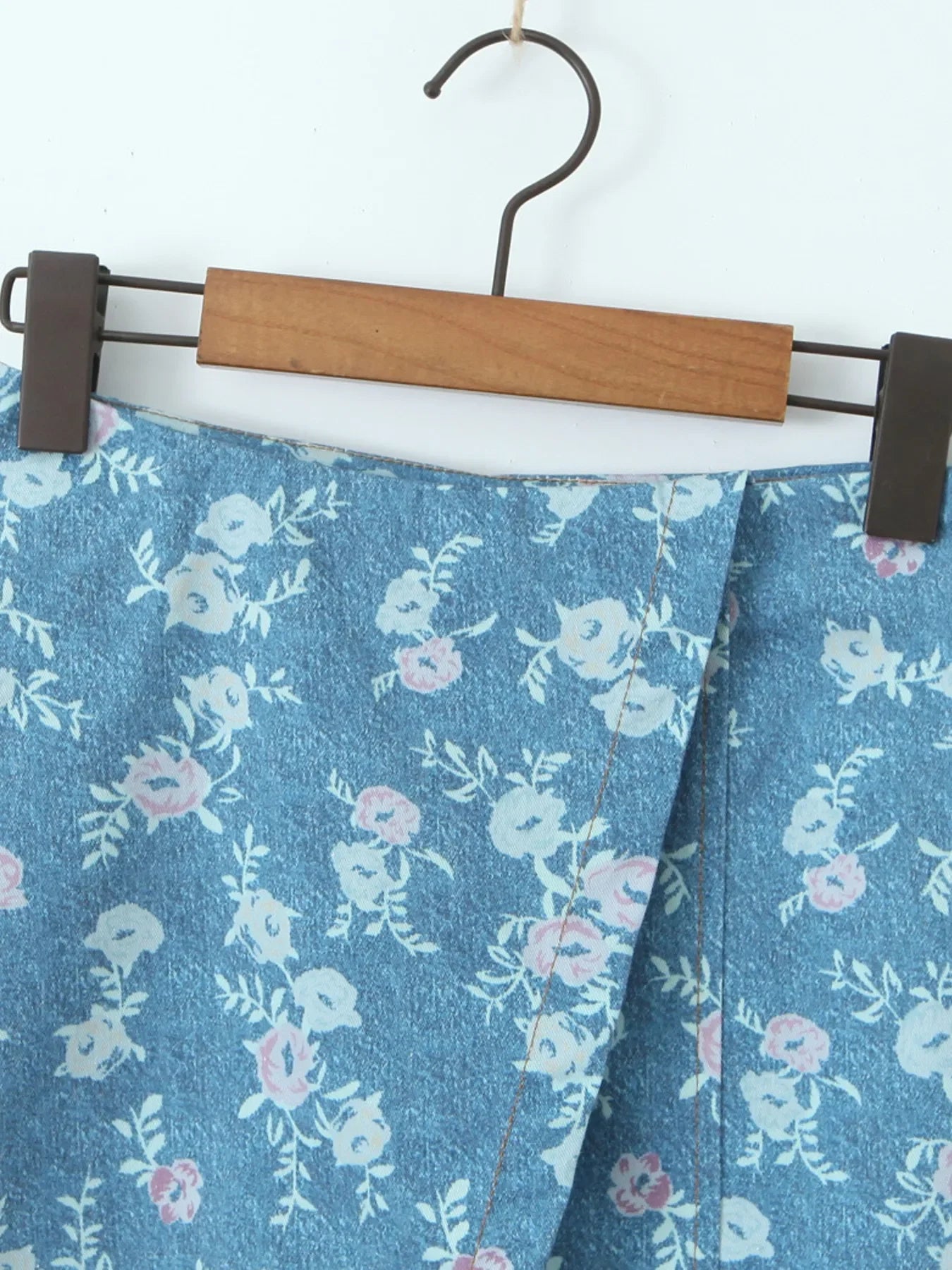 Floral Print Strapless Top and Skort Denim Set - tif-shop24.de