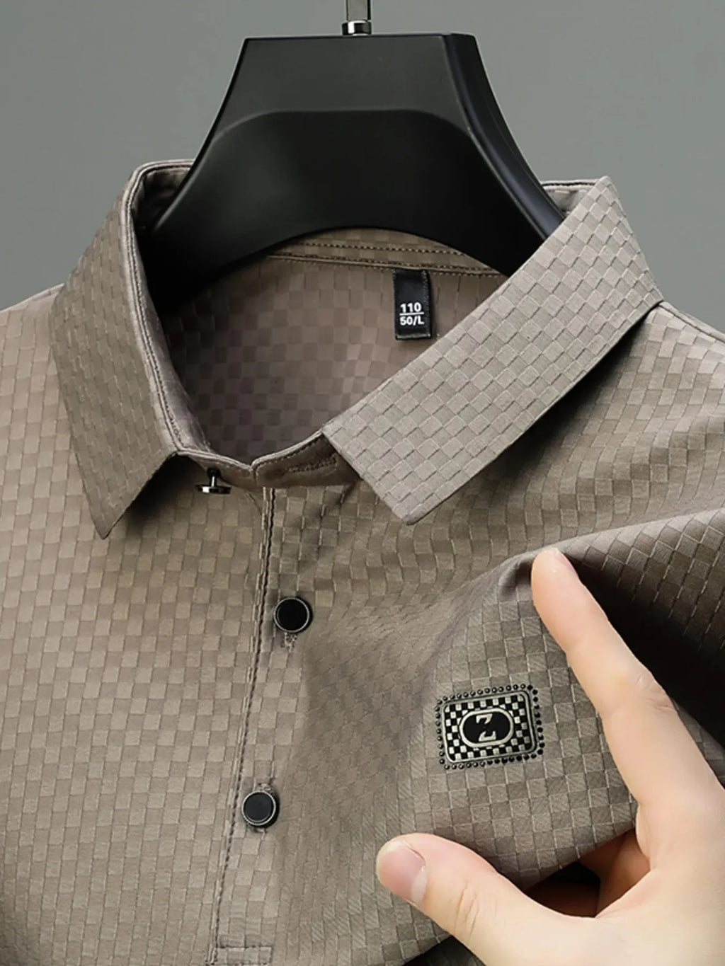 Men's Plus Size Diamond Pattern Short Sleeve Polo Shirt - tif-shop24.de