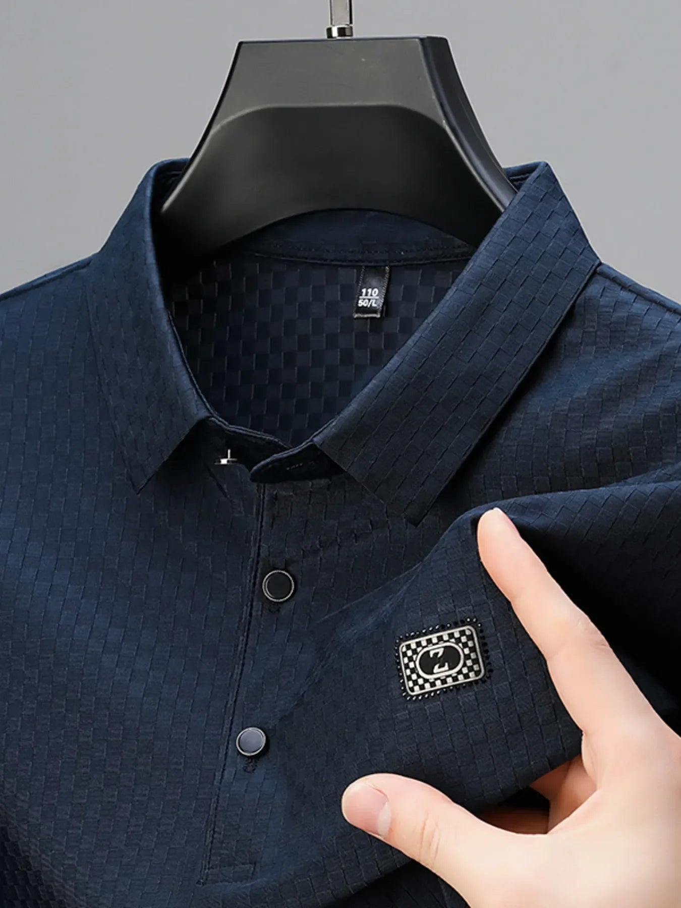 Men's Plus Size Diamond Pattern Short Sleeve Polo Shirt - tif-shop24.de