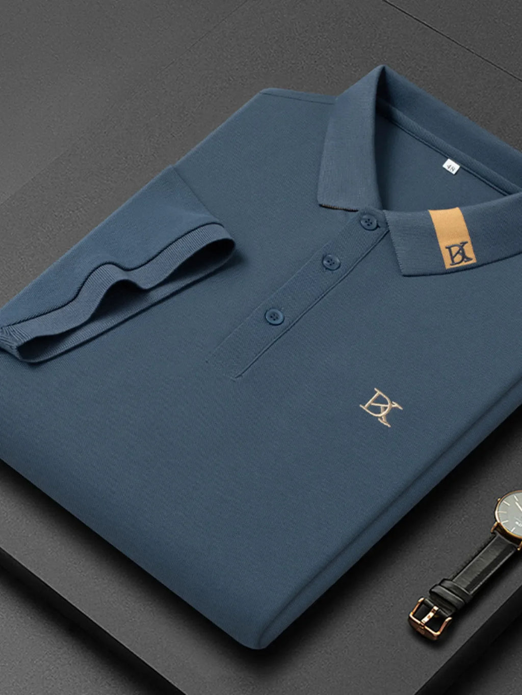 Men's Plus Size Short Sleeve Embroidered Detail Polo - tif-shop24.de