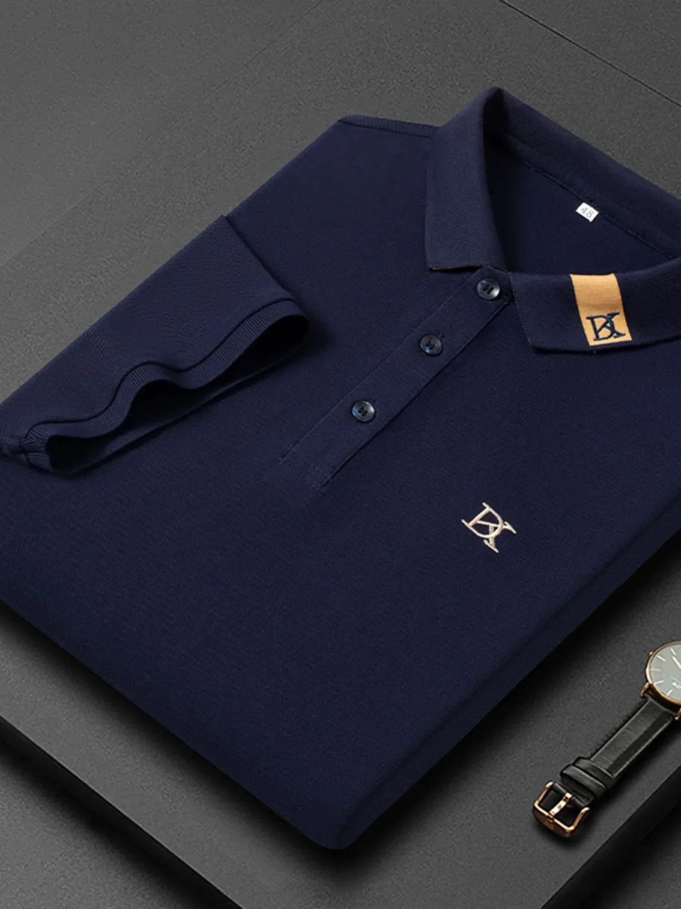 Men's Plus Size Short Sleeve Embroidered Detail Polo - tif-shop24.de