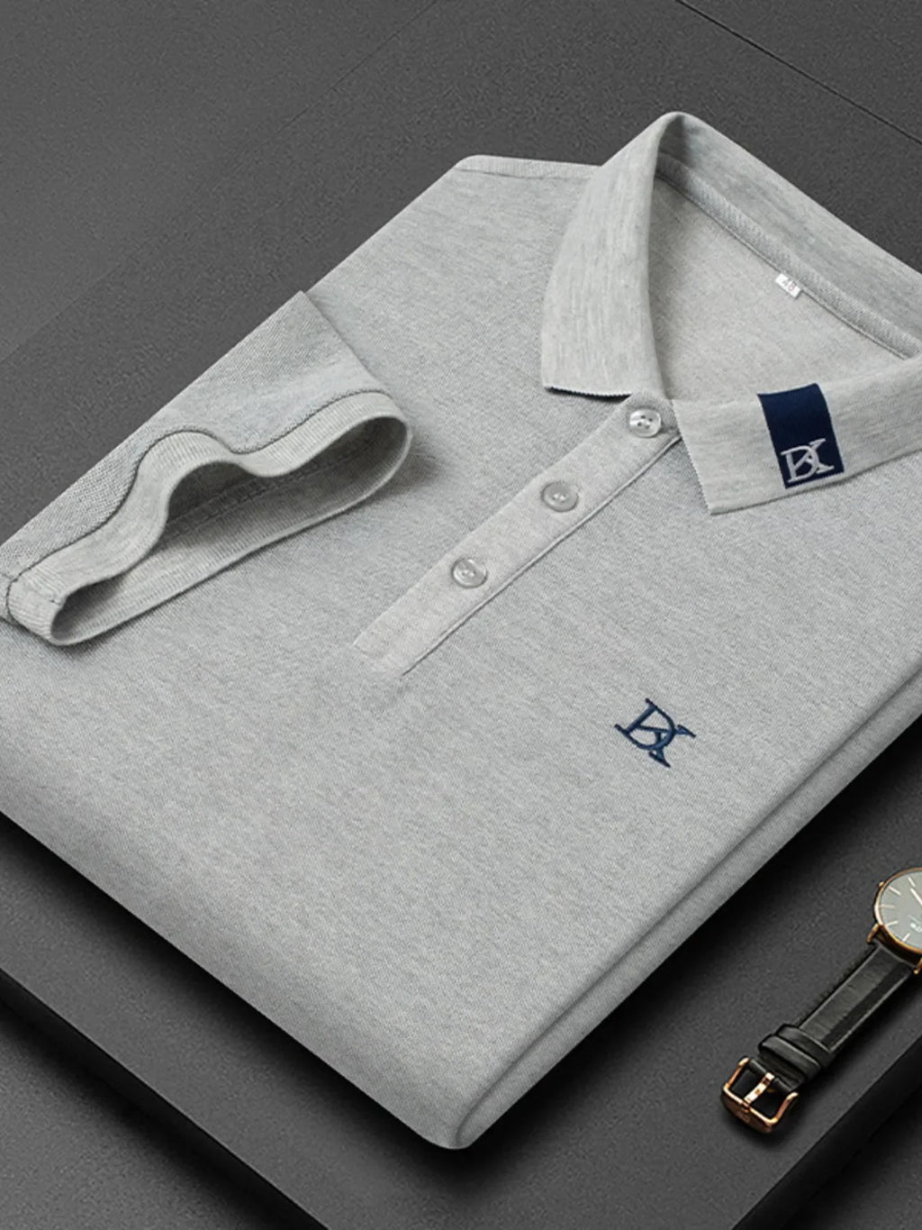 Men's Plus Size Short Sleeve Embroidered Detail Polo - tif-shop24.de