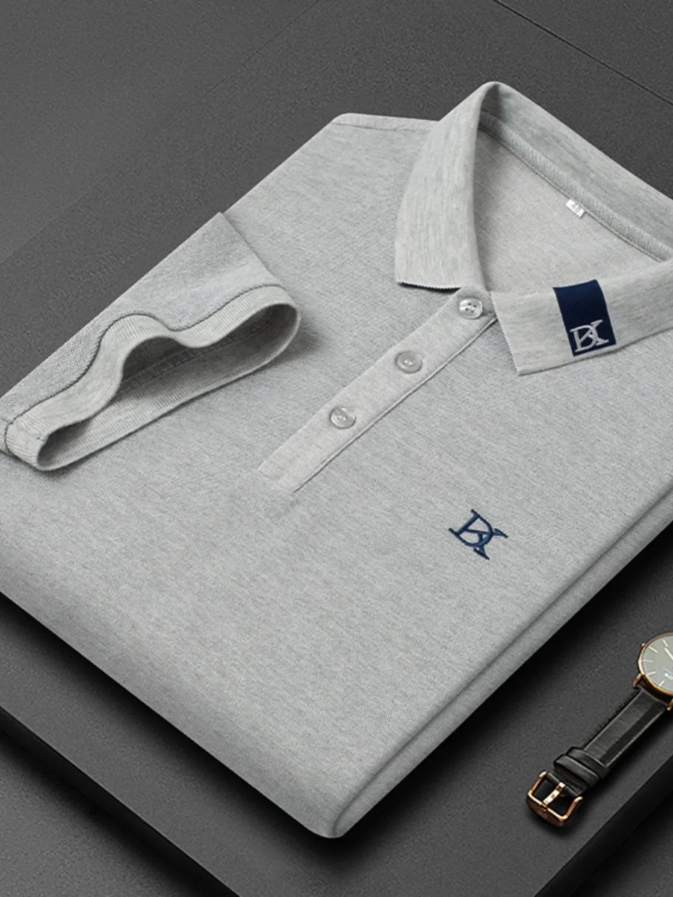 Men's Plus Size Short Sleeve Embroidered Detail Polo - tif-shop24.de