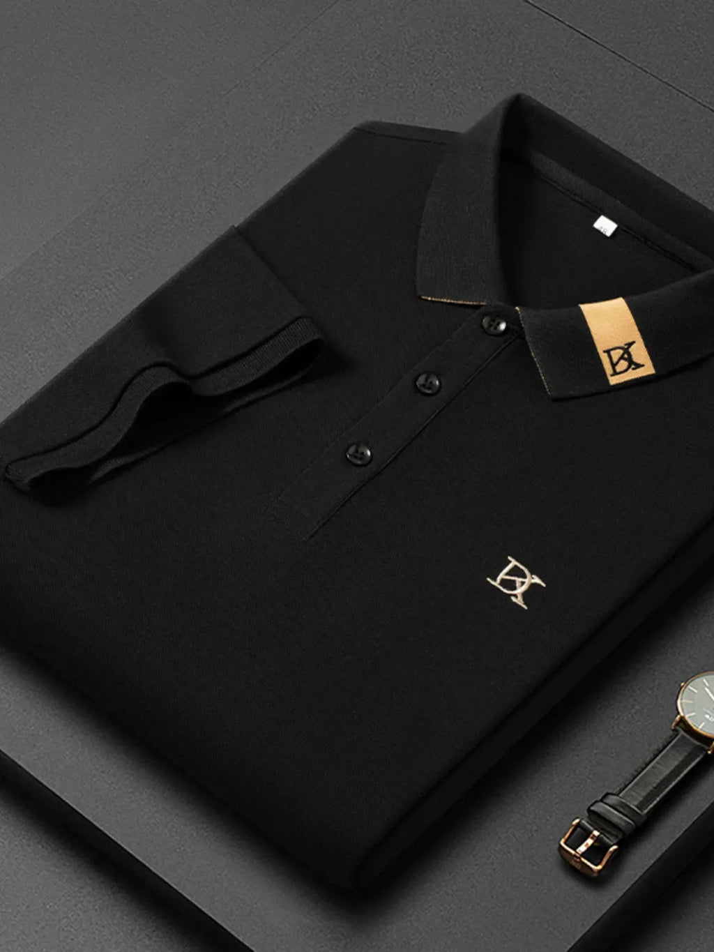 Men's Plus Size Short Sleeve Embroidered Detail Polo - tif-shop24.de