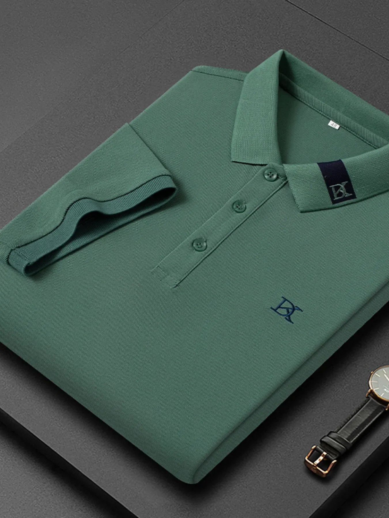 Men's Plus Size Short Sleeve Embroidered Detail Polo - tif-shop24.de