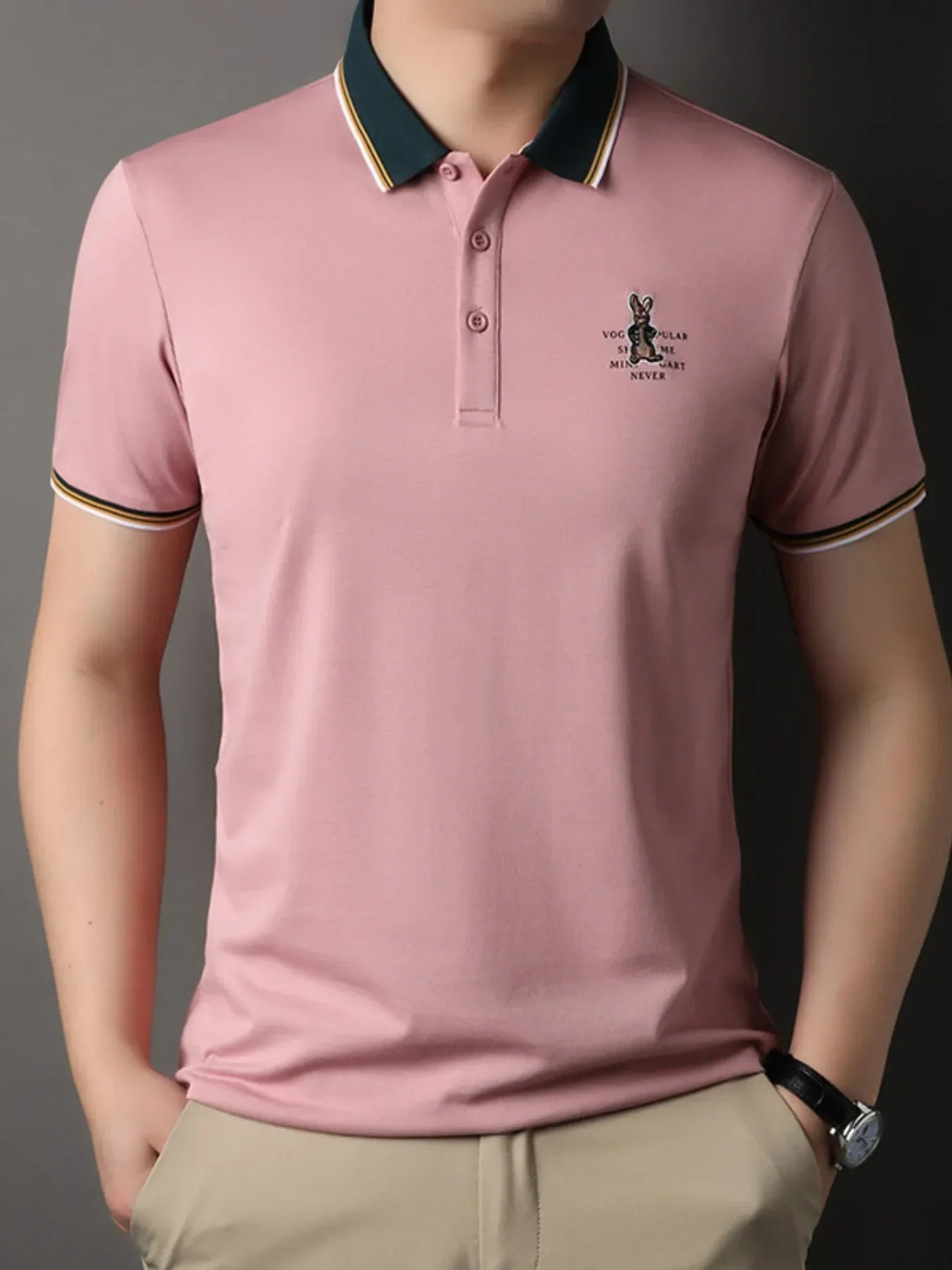 Men's Plus Size Collared Neck Short Sleeve Polo - tif-shop24.de