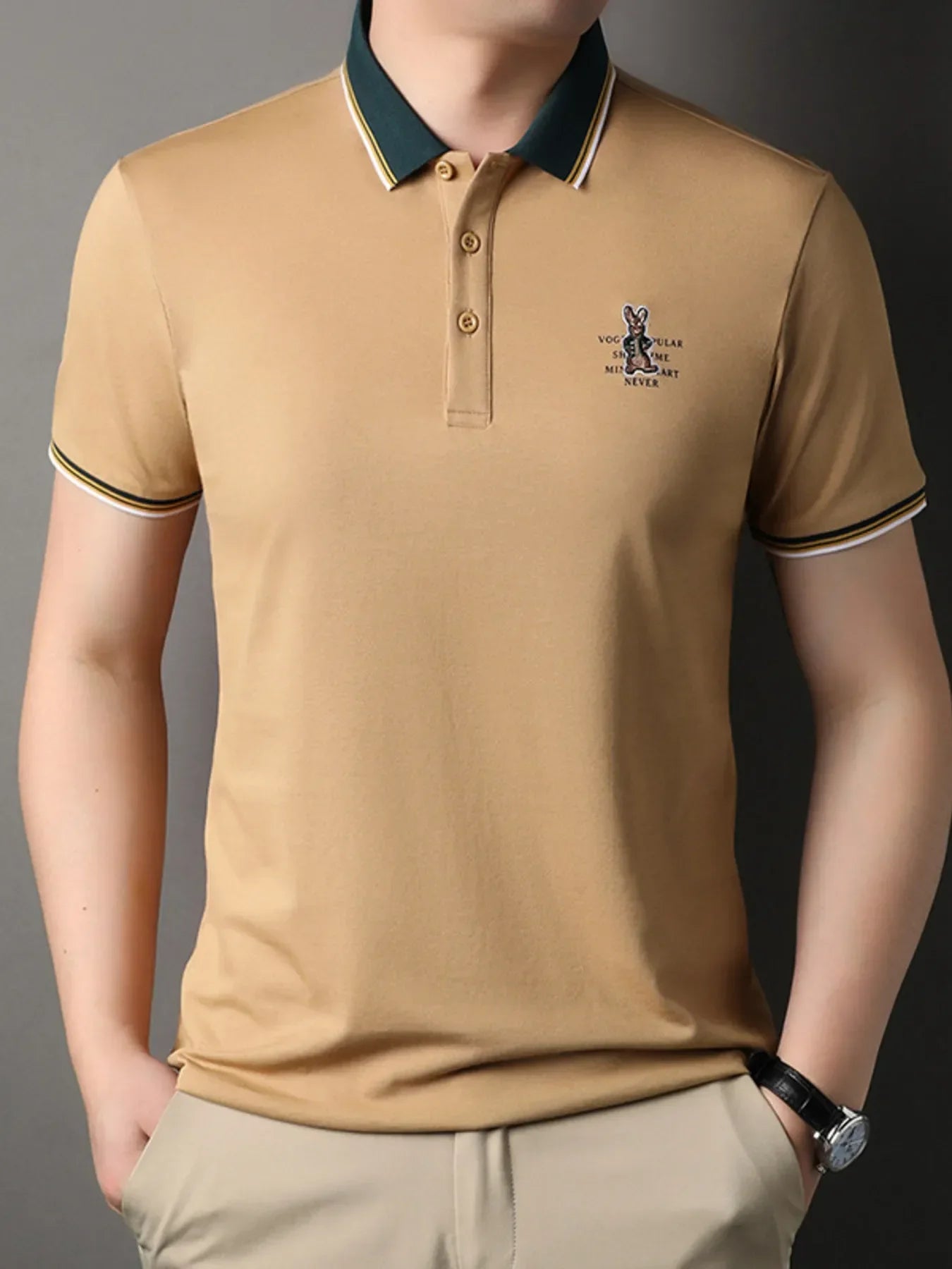 Men's Plus Size Collared Neck Short Sleeve Polo - tif-shop24.de