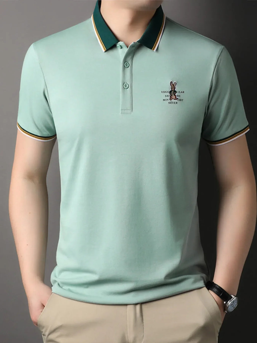 Men's Plus Size Collared Neck Short Sleeve Polo - tif-shop24.de