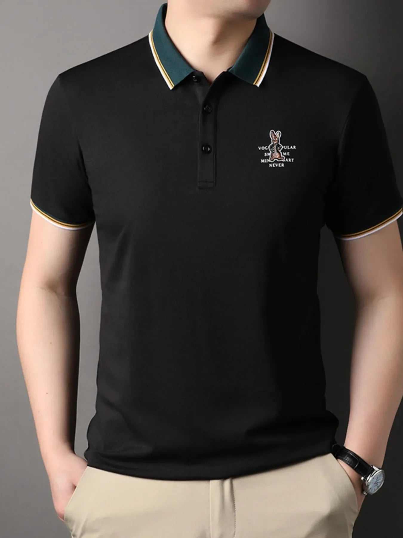 Men's Plus Size Collared Neck Short Sleeve Polo - tif-shop24.de