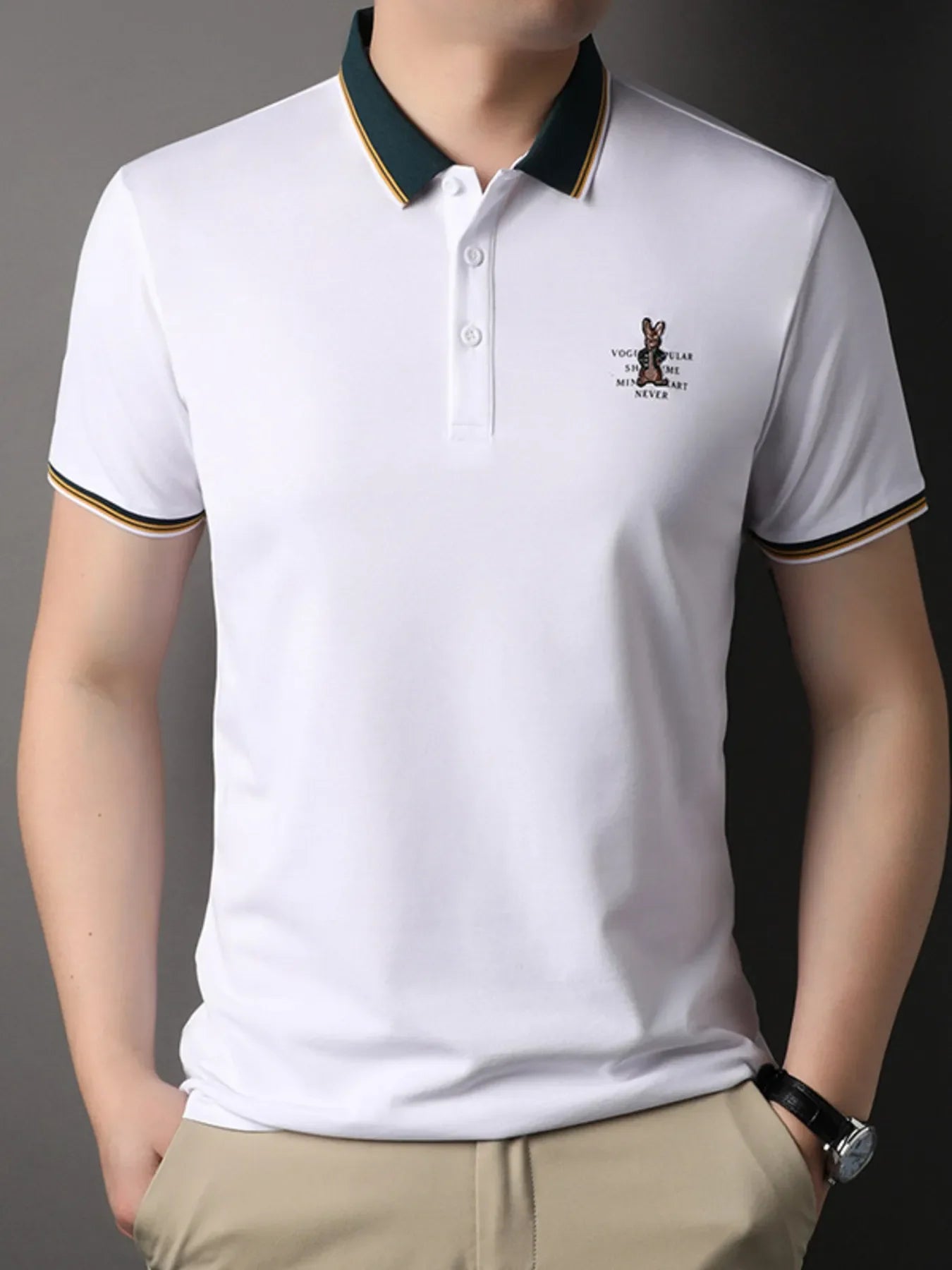 Men's Plus Size Collared Neck Short Sleeve Polo - tif-shop24.de