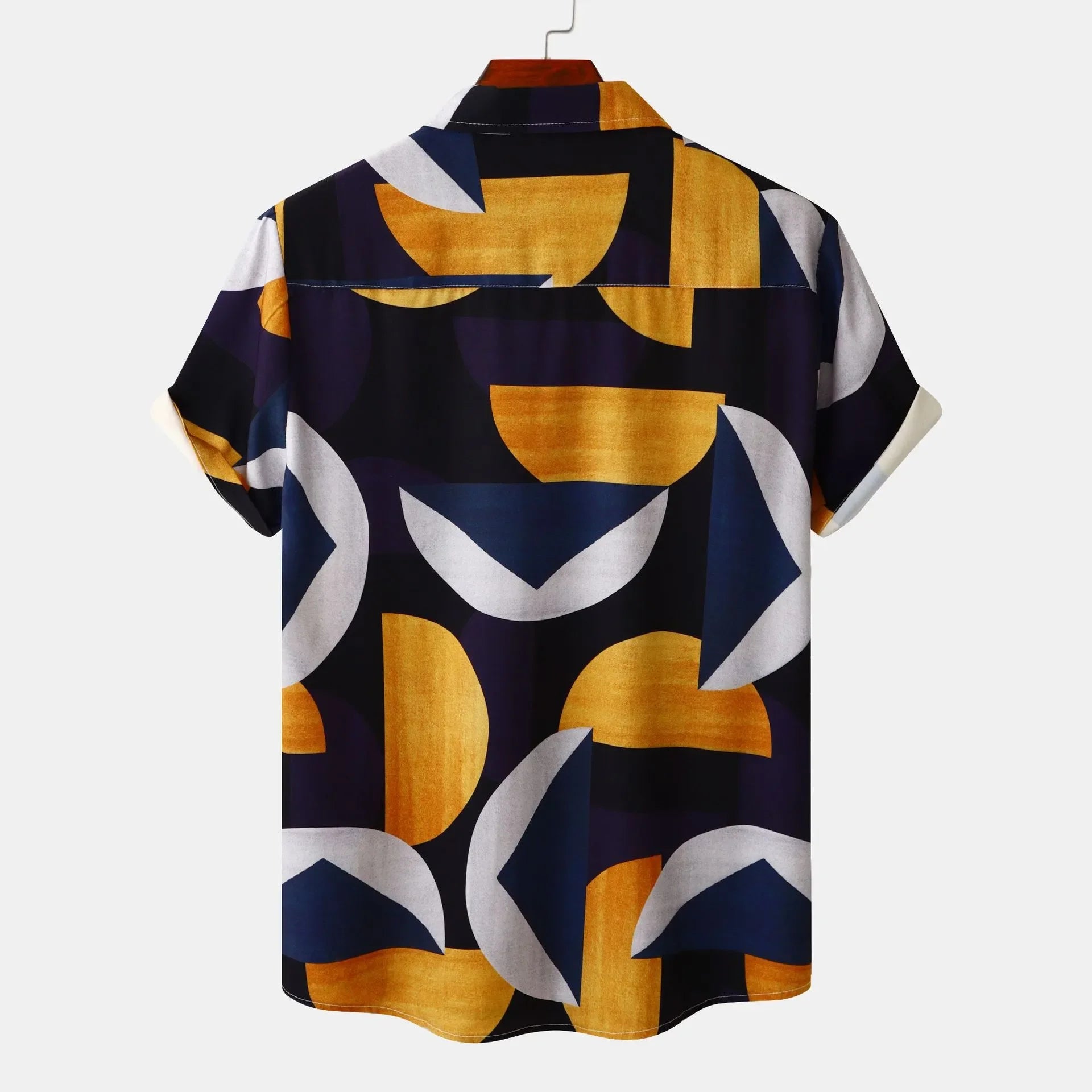 Men's Plus Size Geometric Print Short Sleeve Button-Up Casual Shirt - tif-shop24.de