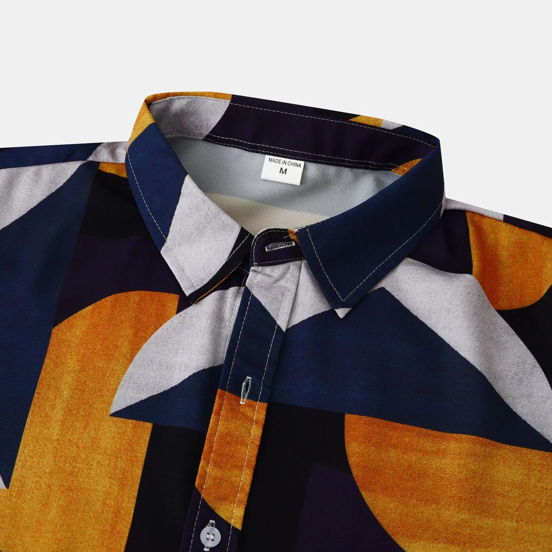 Men's Plus Size Geometric Print Short Sleeve Button-Up Casual Shirt - tif-shop24.de