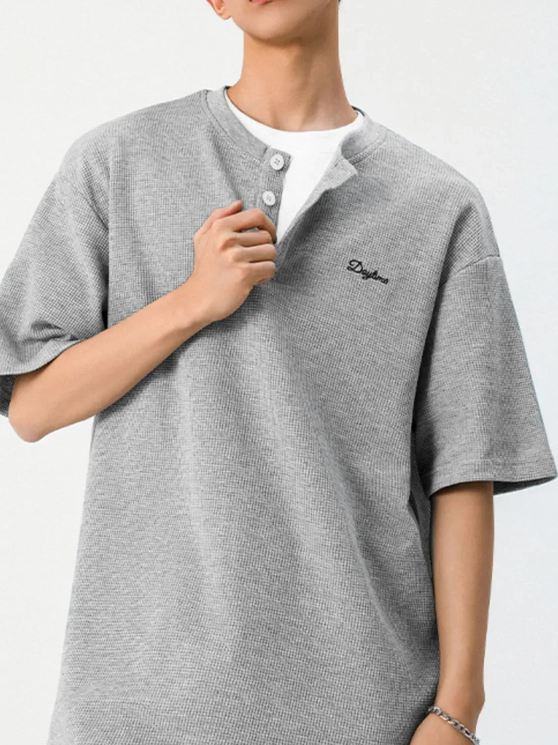 Men's Button Detail Half Sleeve Top - tif-shop24.de