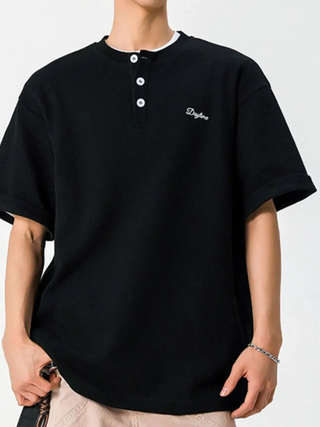 Men's Button Detail Half Sleeve Top - tif-shop24.de