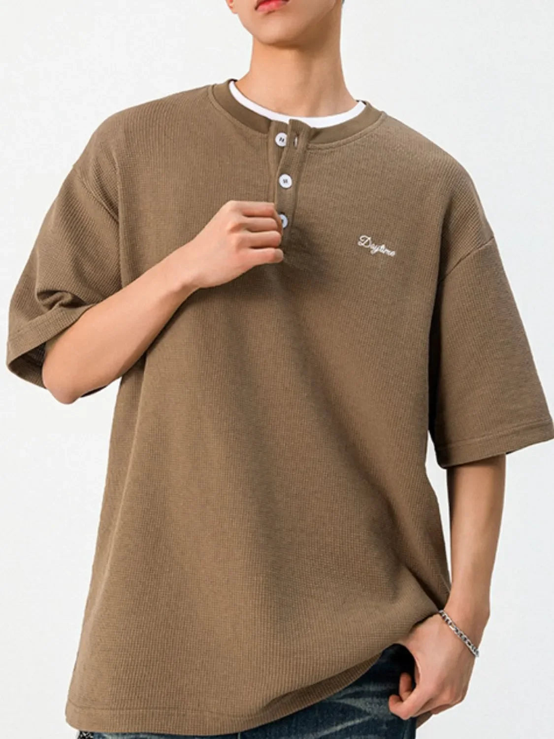 Men's Button Detail Half Sleeve Top - tif-shop24.de