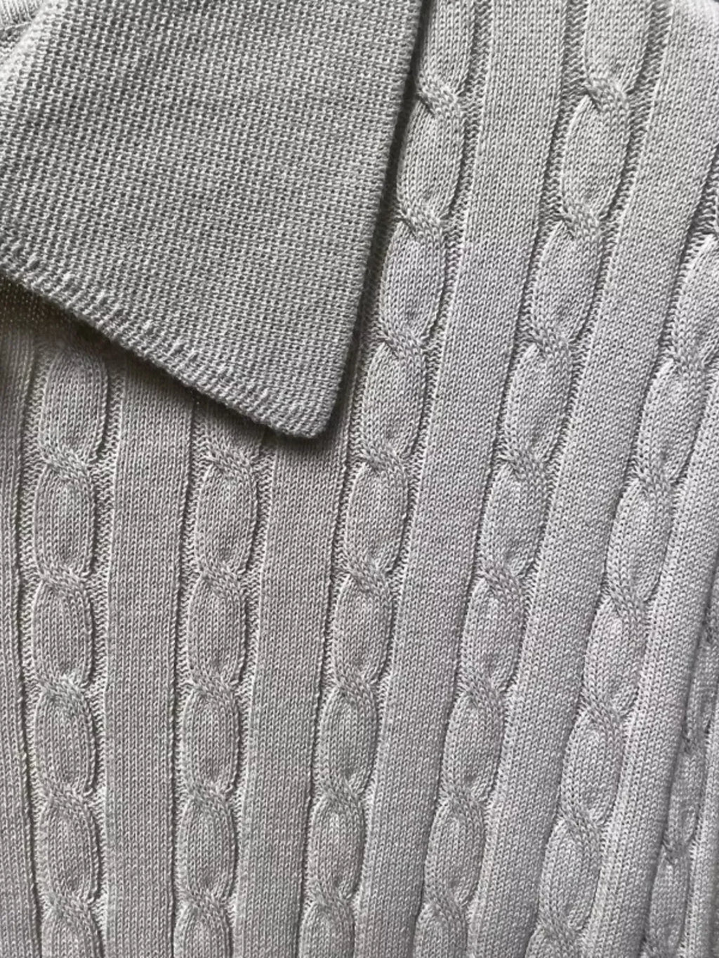 Men's Plus Size Classic Short Sleeve Cable Knit Polo - tif-shop24.de