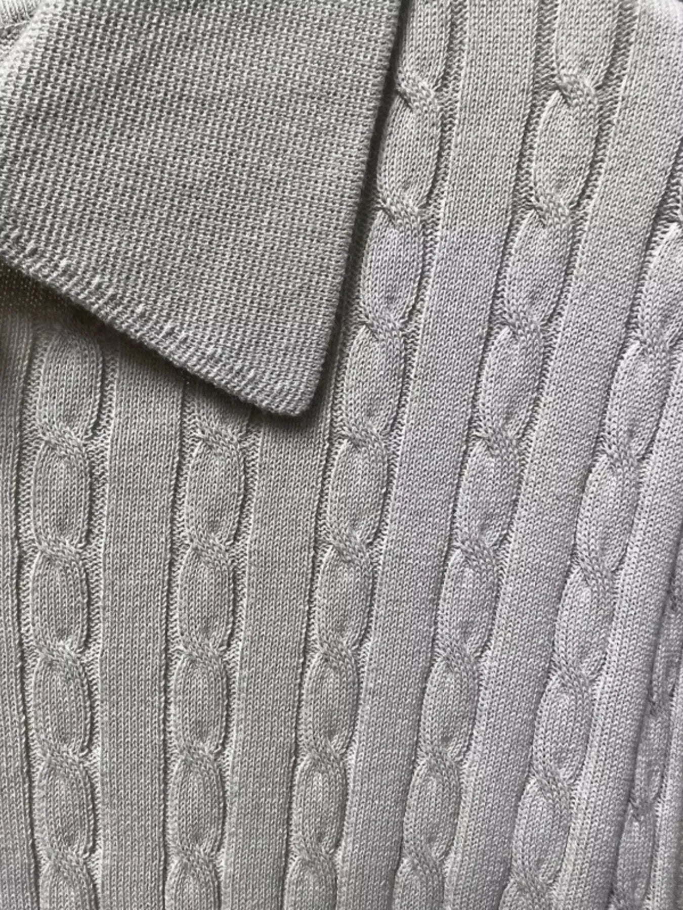 Men's Plus Size Classic Short Sleeve Cable Knit Polo - tif-shop24.de