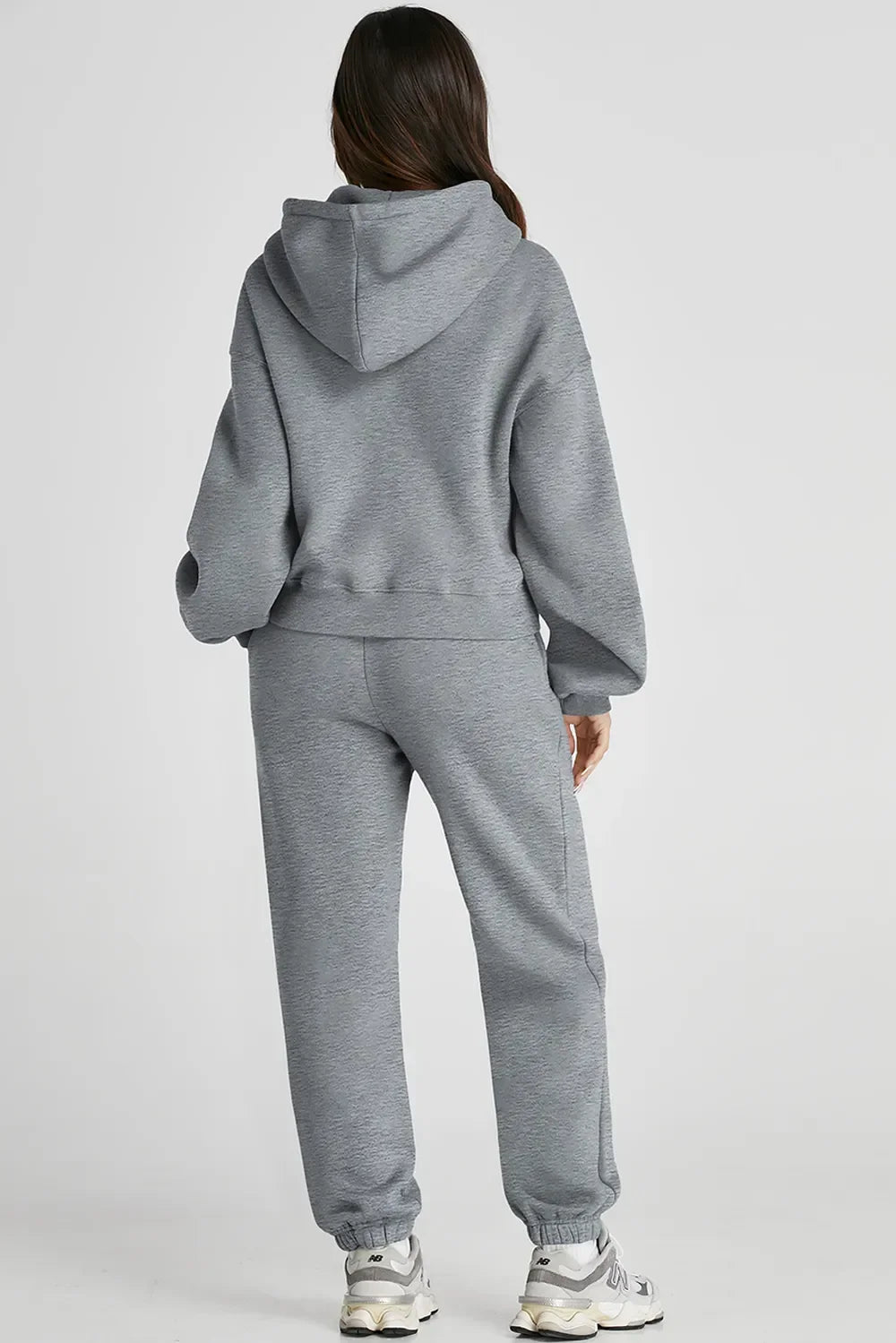 Dropped Shoulder Hooded Top and Pants Active Set - tif-shop24.de